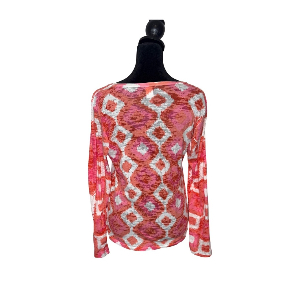 Women’s Long Sleeve Abstract Print Top in Pink & Orange - Picture 2 of 9